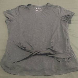 AnyBody womens black cozy knit slub tie front t-shirt size 1x